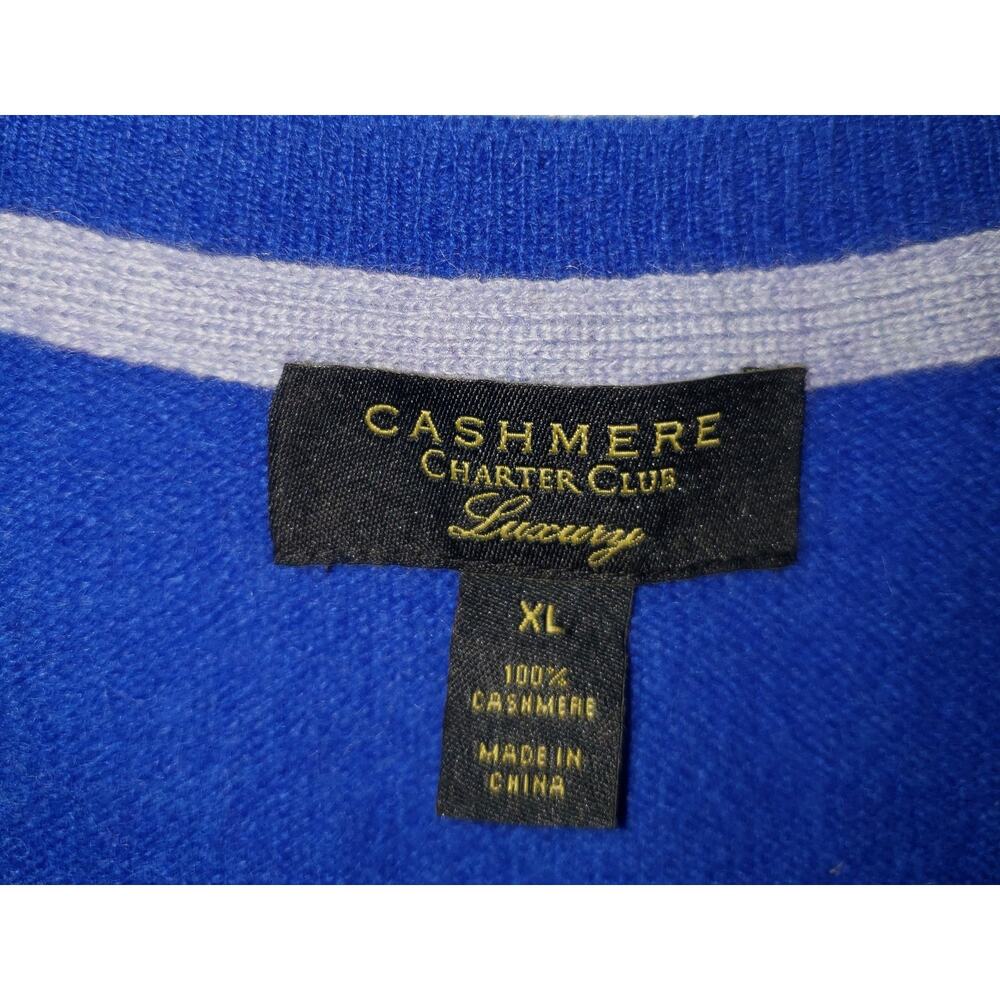 Charter Club 100% Cashmere Royal Blue V‑Neck Sweater Women’s XL - Picture 3 of 10